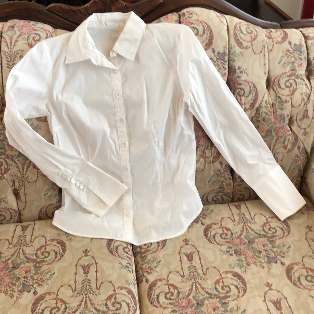 white dress shirt w/ gold striping